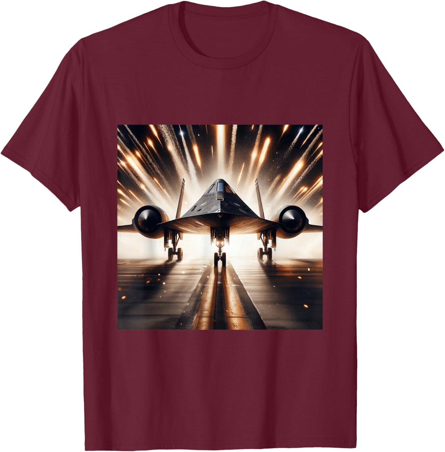 SR 71 Blackbird Fighter Jet Military Aircraft T-Shirt - T-Shirt | Maroon