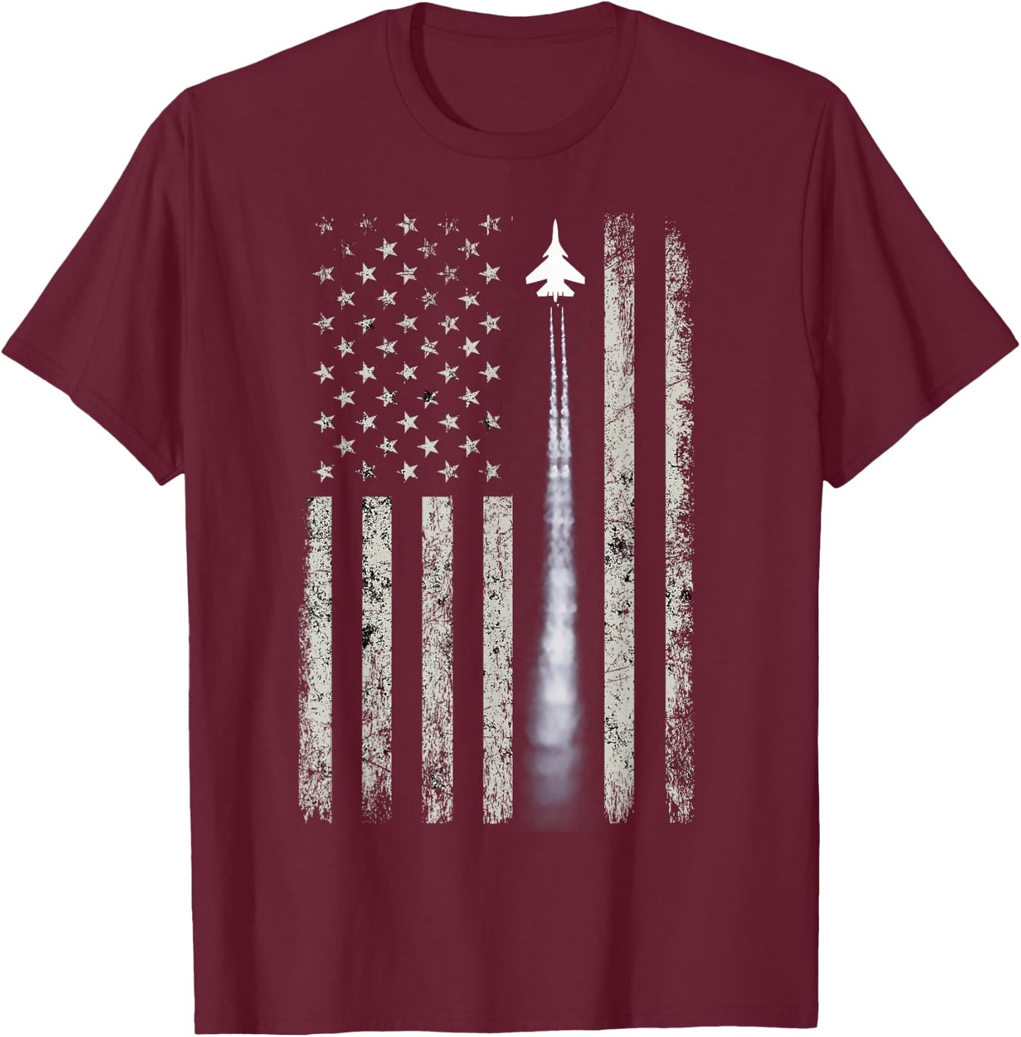 Patriotic American Flag Airplane Enthusiast Pilot Gift Men T-Shirt - T-Shirt | Maroon