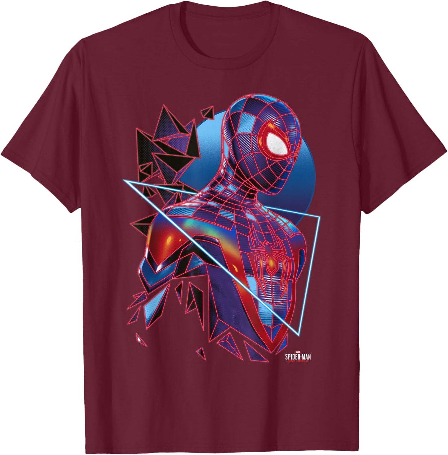 Marvel Spider-Man: Miles Morales Shattered Portrait T-Shirt - T-Shirt | Maroon
