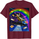 Laser Eyes Outer Space Cat Riding On T-Rex Dinosaur Women T-Shirt - T-Shirt | Maroon