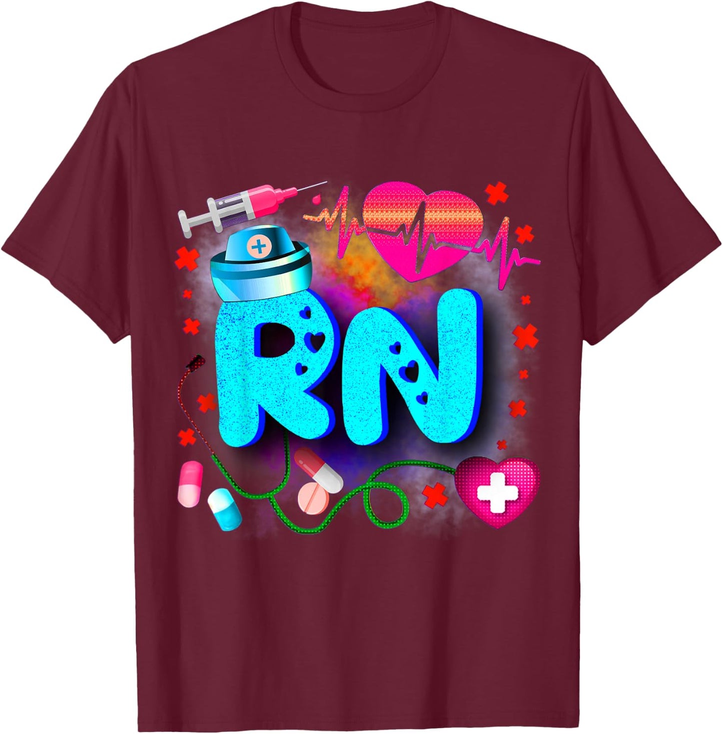 Registered Nurse RN - Tie Dye Registered Nurse Funny RN T-Shirt - T-Shirt | Maroon