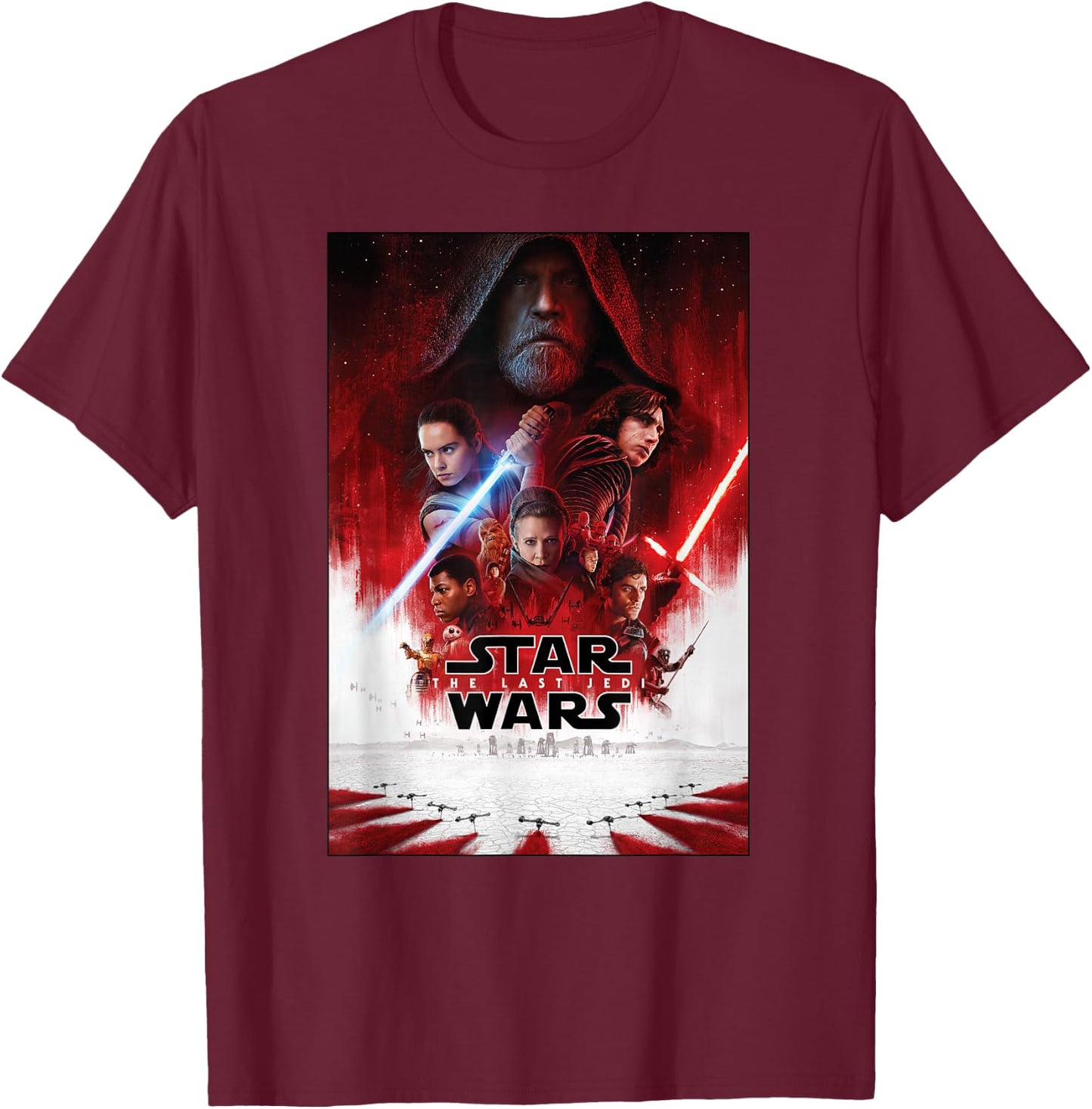 Star Wars The Last Jedi Movie Poster T-Shirt - T-Shirt | Maroon