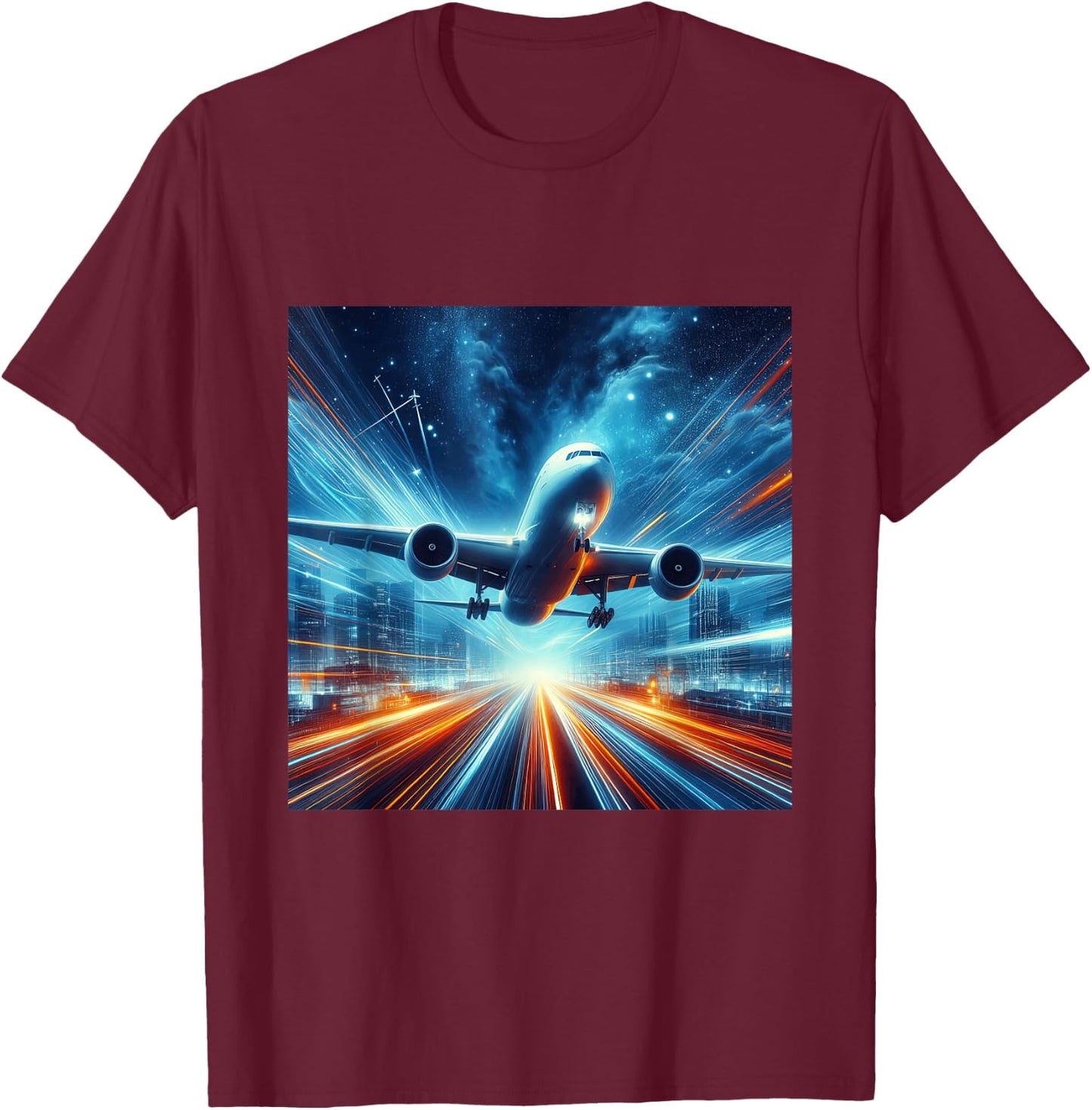 B-777 Aircraft Aviation Airplane Airport Runway Landing T-Shirt - T-Shirt | Maroon