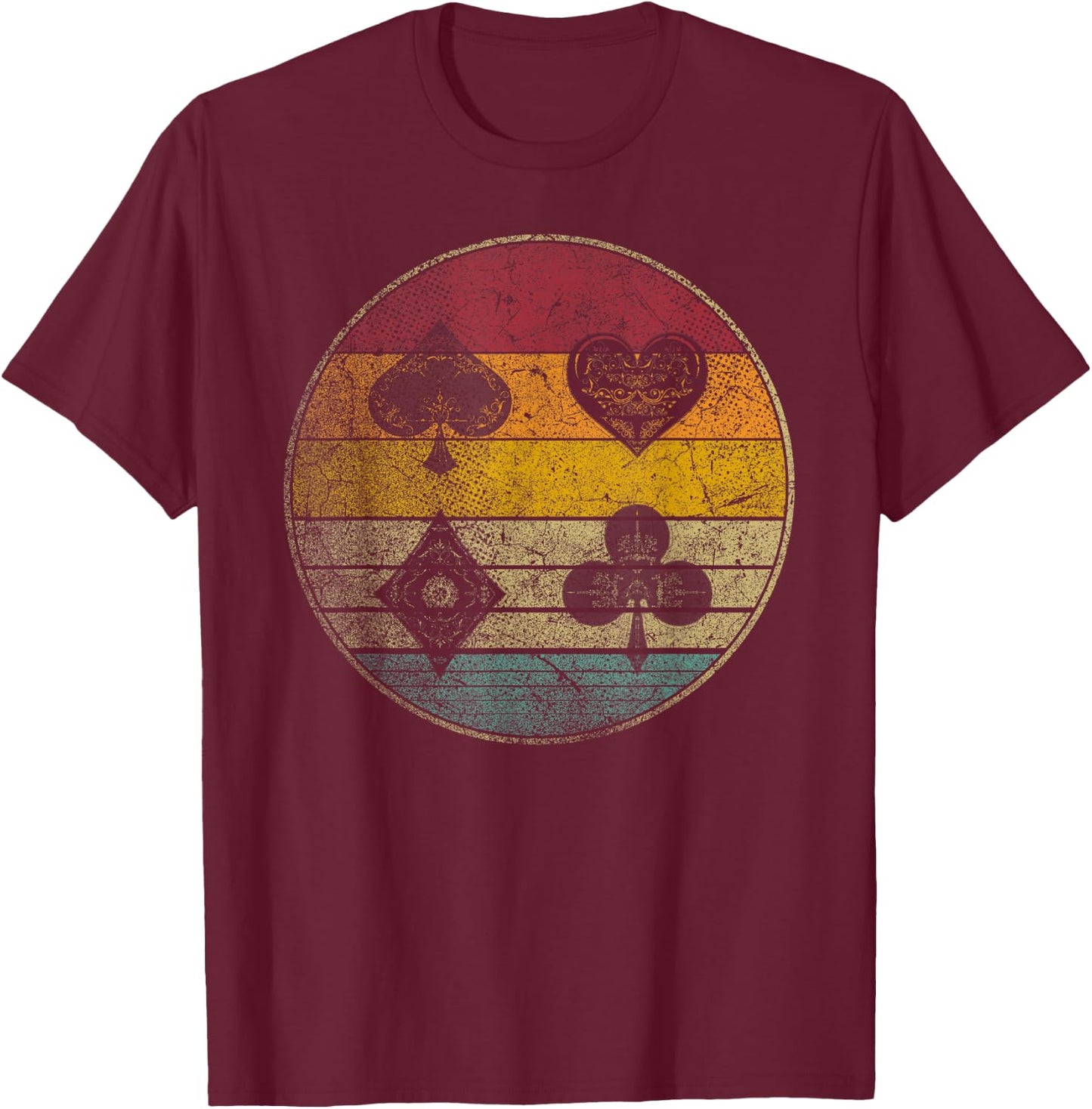 Poker Cards Game Vintage Retro Style Distressed Men Women T-Shirt - T-Shirt | Maroon