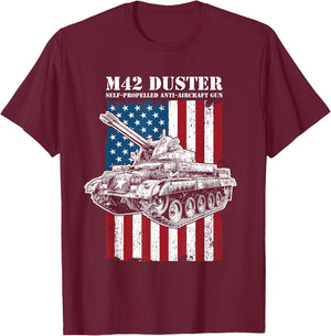 M42 Duster Self-Propelled Anti-Aircraft Gun T-Shirt - T-Shirt | Maroon
