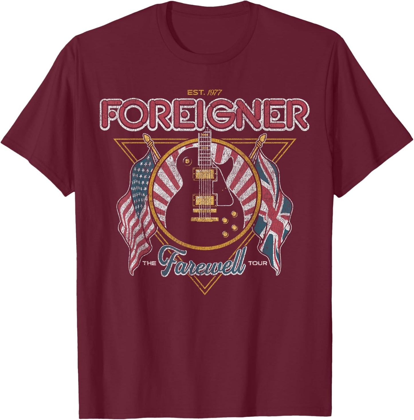 Foreigner Guitar Flag T-Shirt - T-Shirt | Maroon