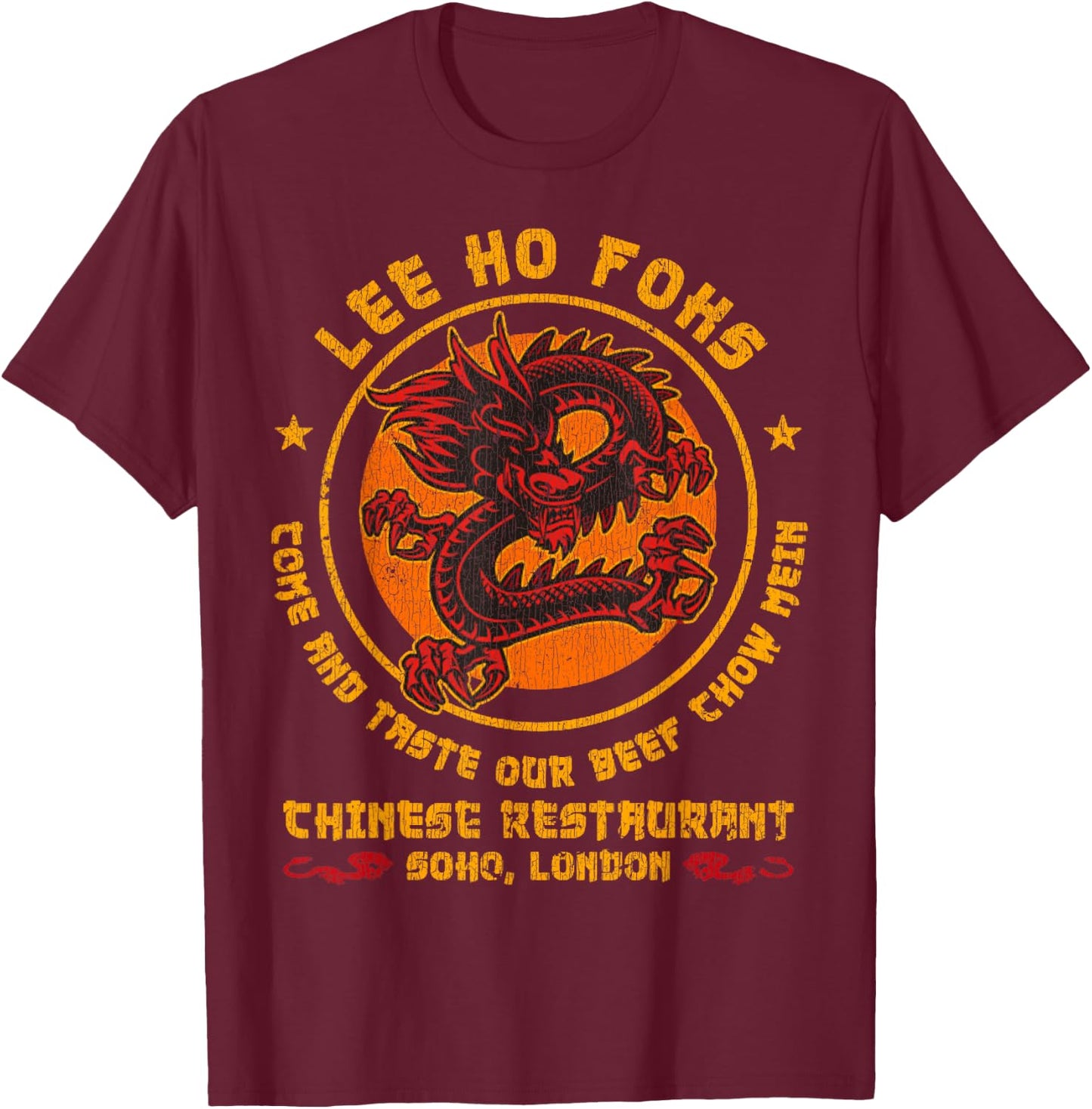 Vintage Lee Ho Fooks Chinese Restaurant T-Shirt - T-Shirt | Maroon
