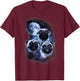 Cute pug design in space, full moon, stars, milky way T-Shirt - T-Shirt | Maroon