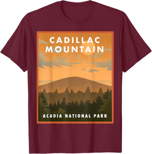 Cadillac Mountain Acadia National Park T-Shirt - T-Shirt | Maroon