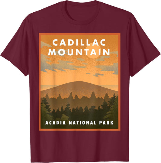 Cadillac Mountain Acadia National Park T-Shirt - T-Shirt | Maroon