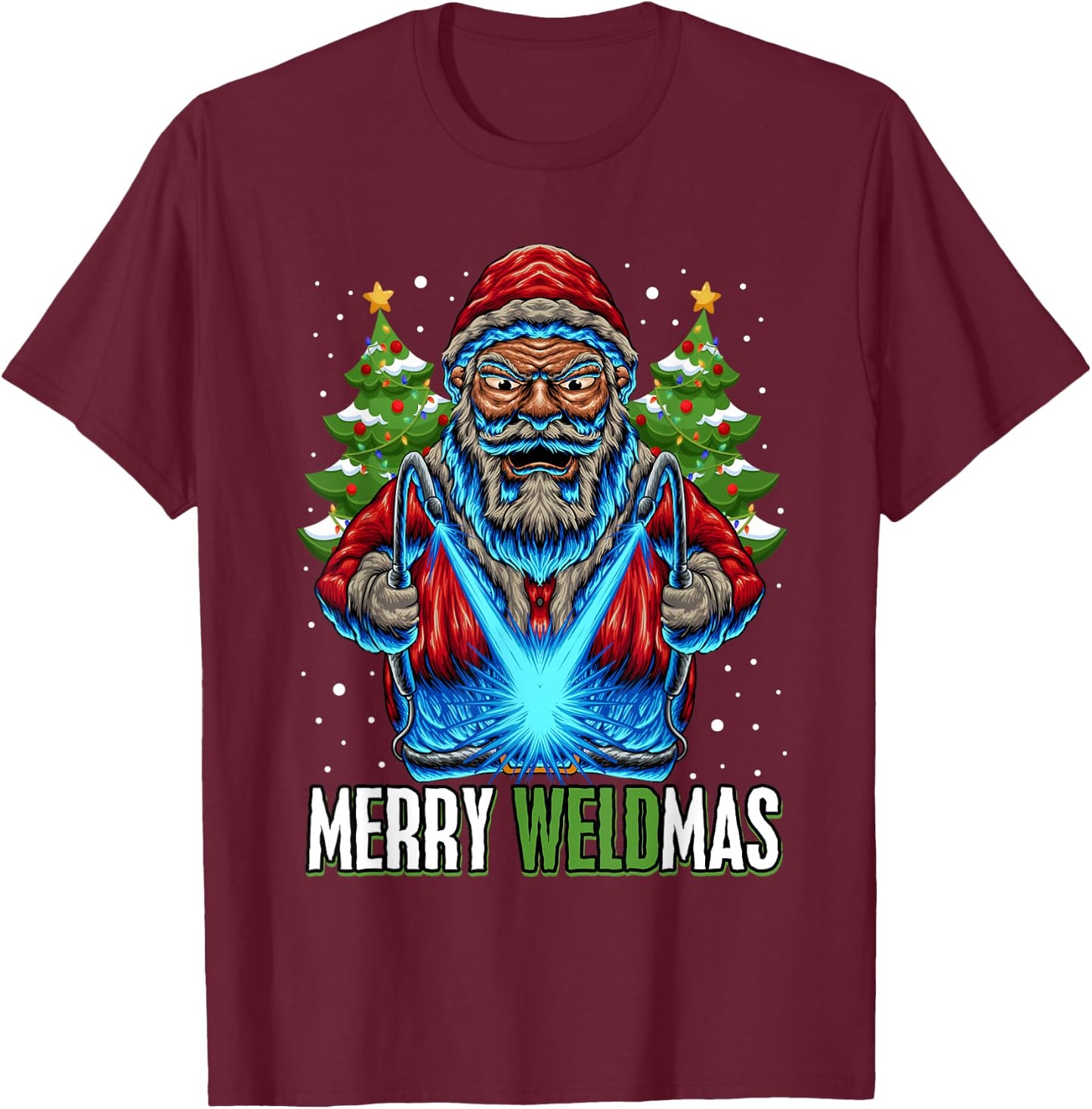 Merry Weldmas Welder Christmas Welding Worker Santa T-Shirt - T-Shirt | Maroon