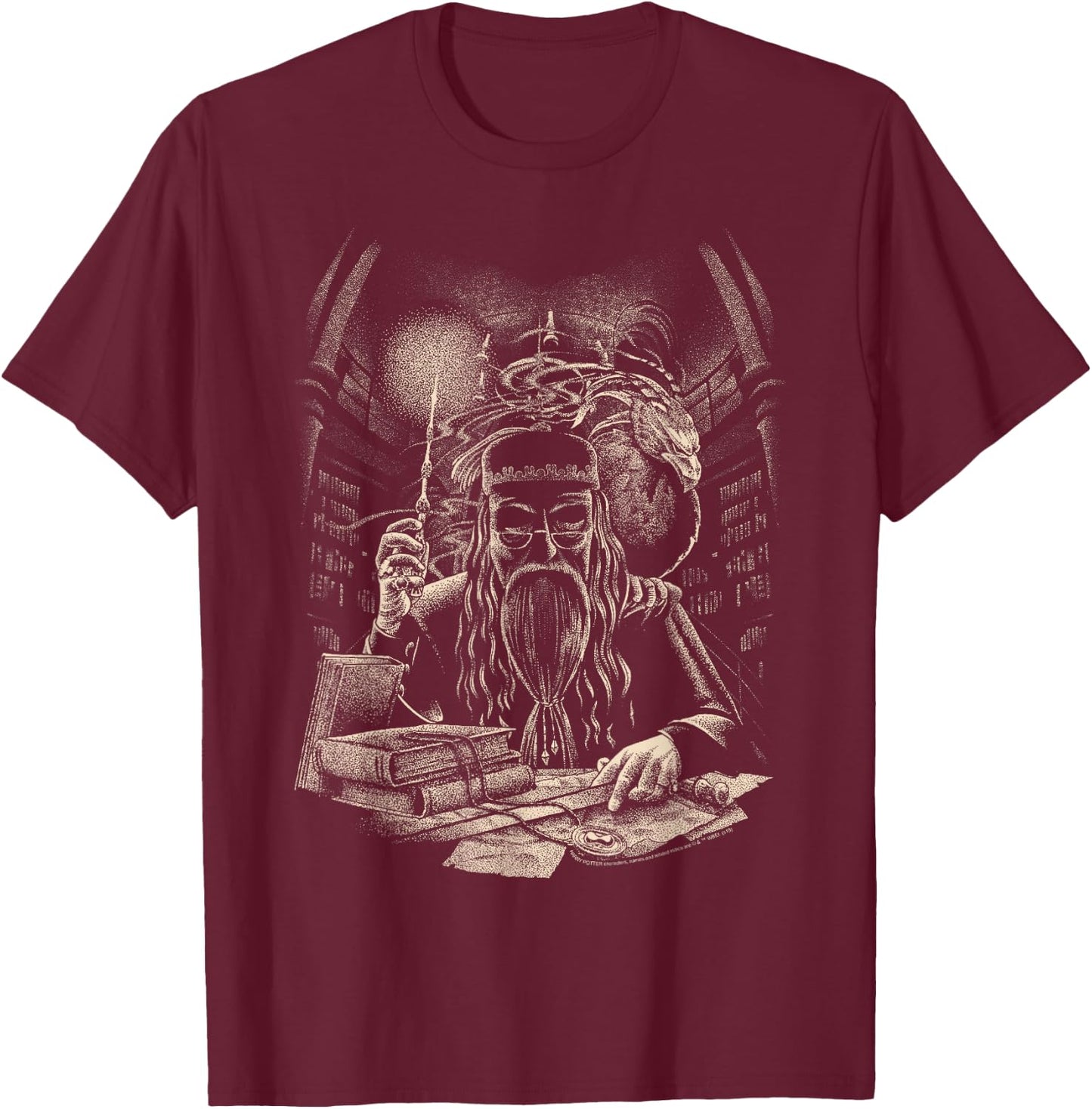 Harry Potter Dumbledore Vintage Sketched Portrait T-Shirt - T-Shirt | Maroon