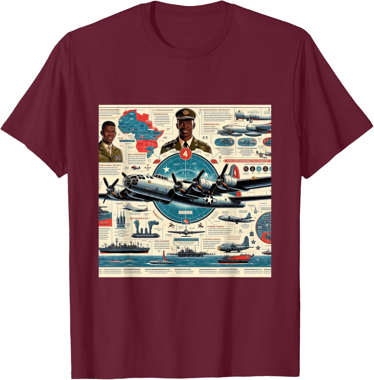 B29 Superfortress WW2 Warplane Airplane Infographics T-Shirt - T-Shirt | Maroon