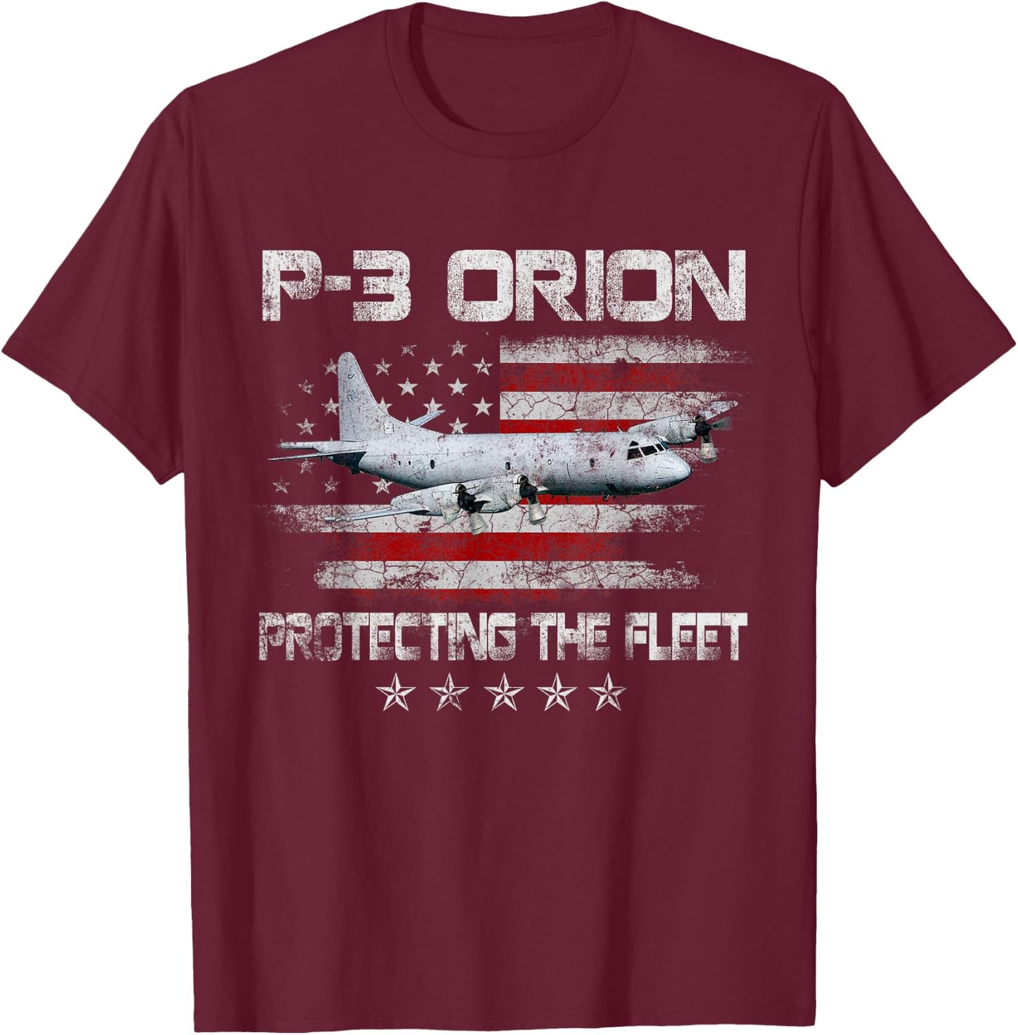 P-3 Orion Sub Hunter ASW Airplane Vintage Veterans Day Gift T-Shirt - T-Shirt | Maroon