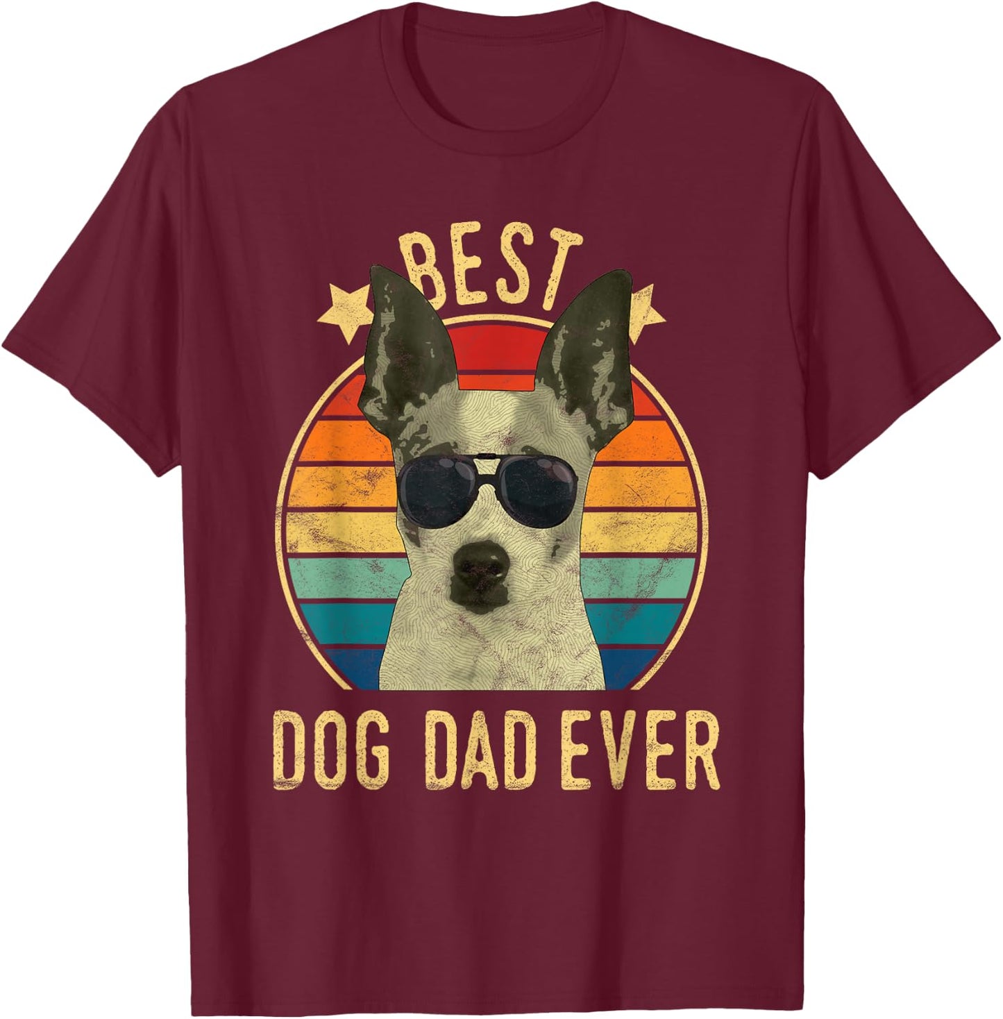 Best Dog Dad Ever Rat Terrier Father's Day Gift T-Shirt - T-Shirt | Maroon
