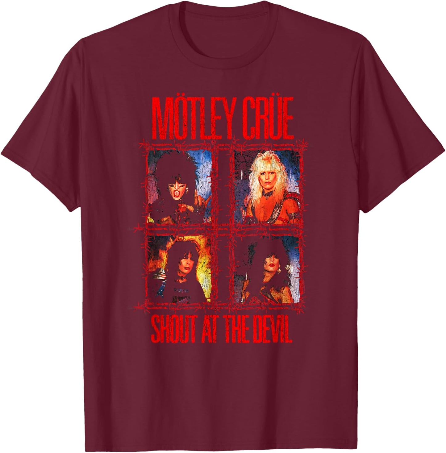 Mötley Crüe - Shout at The Devil - Wire T-Shirt - T-Shirt | Maroon