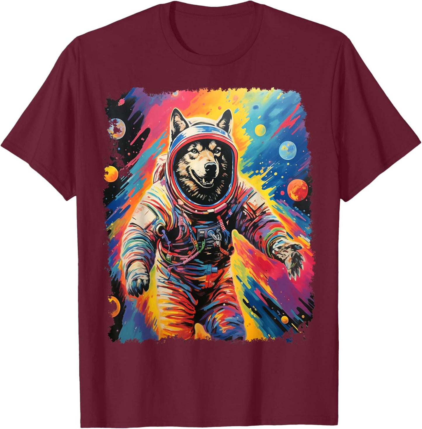 Space Wolf T-Shirt - T-Shirt | Maroon