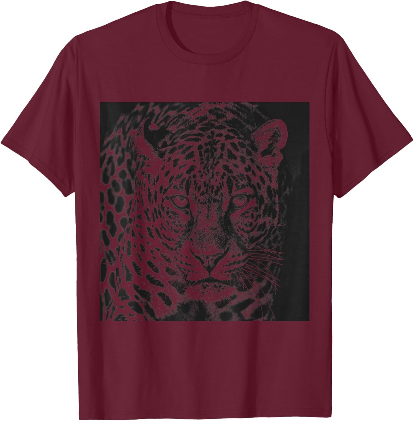 Snow Leopard Cheetah Jaguar Panther Cat Face Black Gift T-Shirt - T-Shirt | Maroon