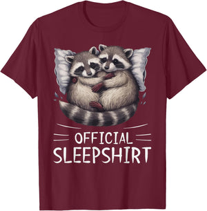 Official Sleepshirt Raccoon Pajamas Racoon T-Shirt - T-Shirt | Maroon