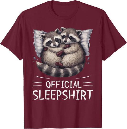 Official Sleepshirt Raccoon Pajamas Racoon T-Shirt - T-Shirt | Maroon