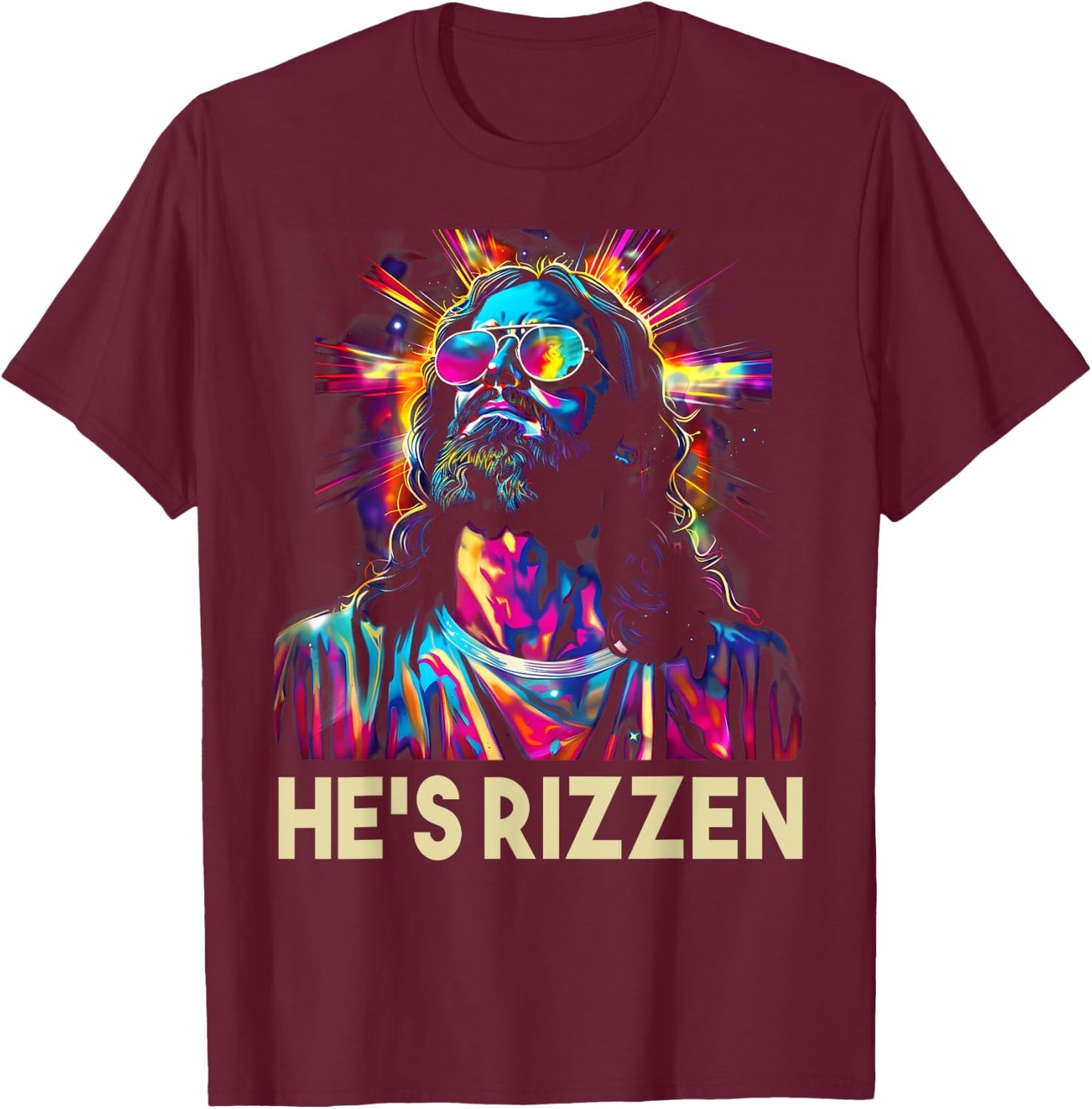 Jesus Is Rizzen He Is Rizzen T-Shirt - T-Shirt | Maroon