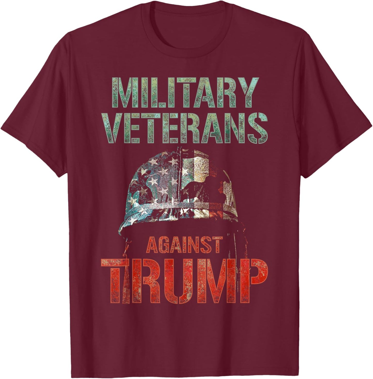 Military Veterans Against Trump 2020 Conflict USA Election T-Shirt - T-Shirt | Maroon