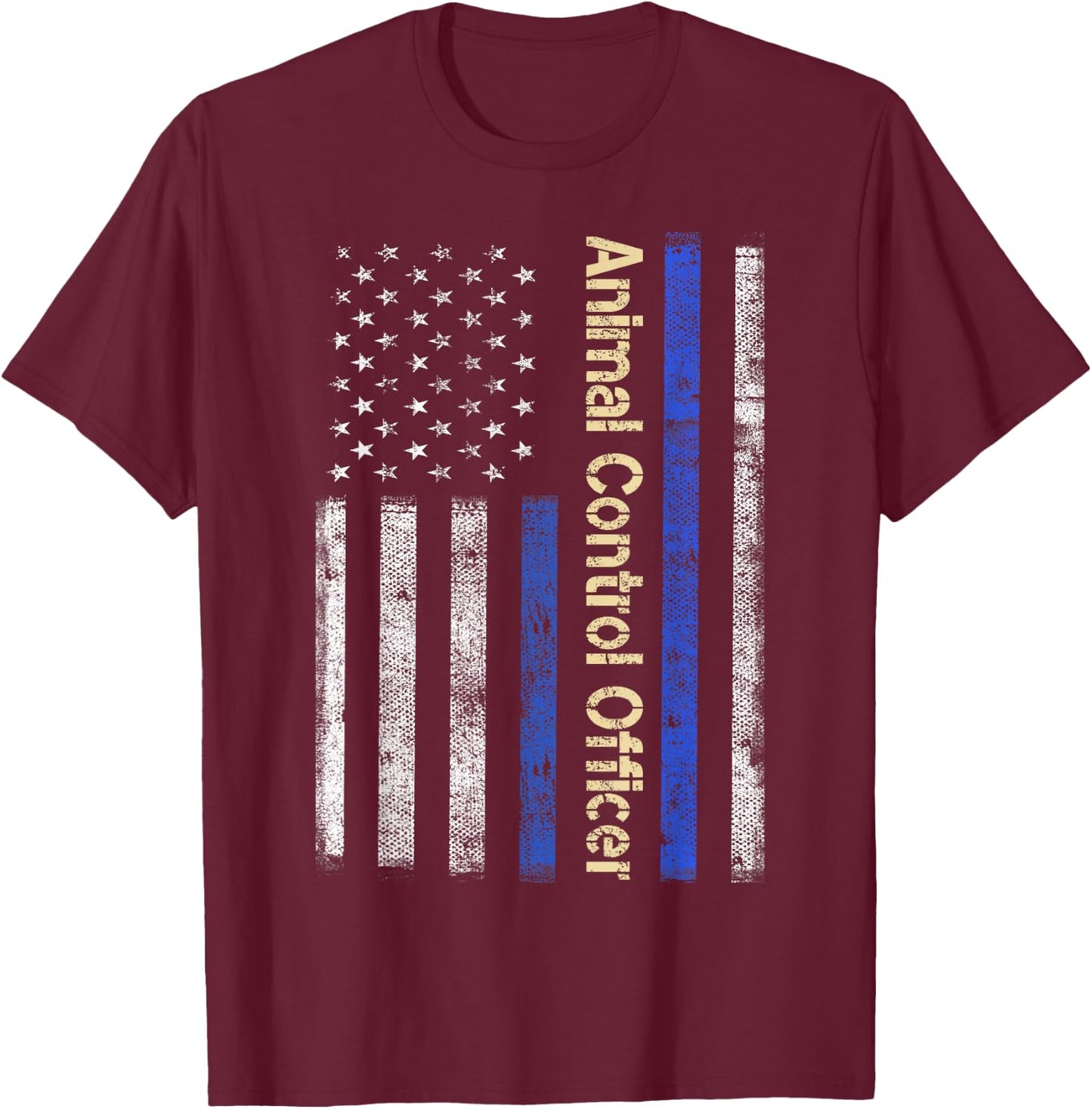 Vintage USA Animal Control Officer American Flag Patriotic T-Shirt - T-Shirt | Maroon