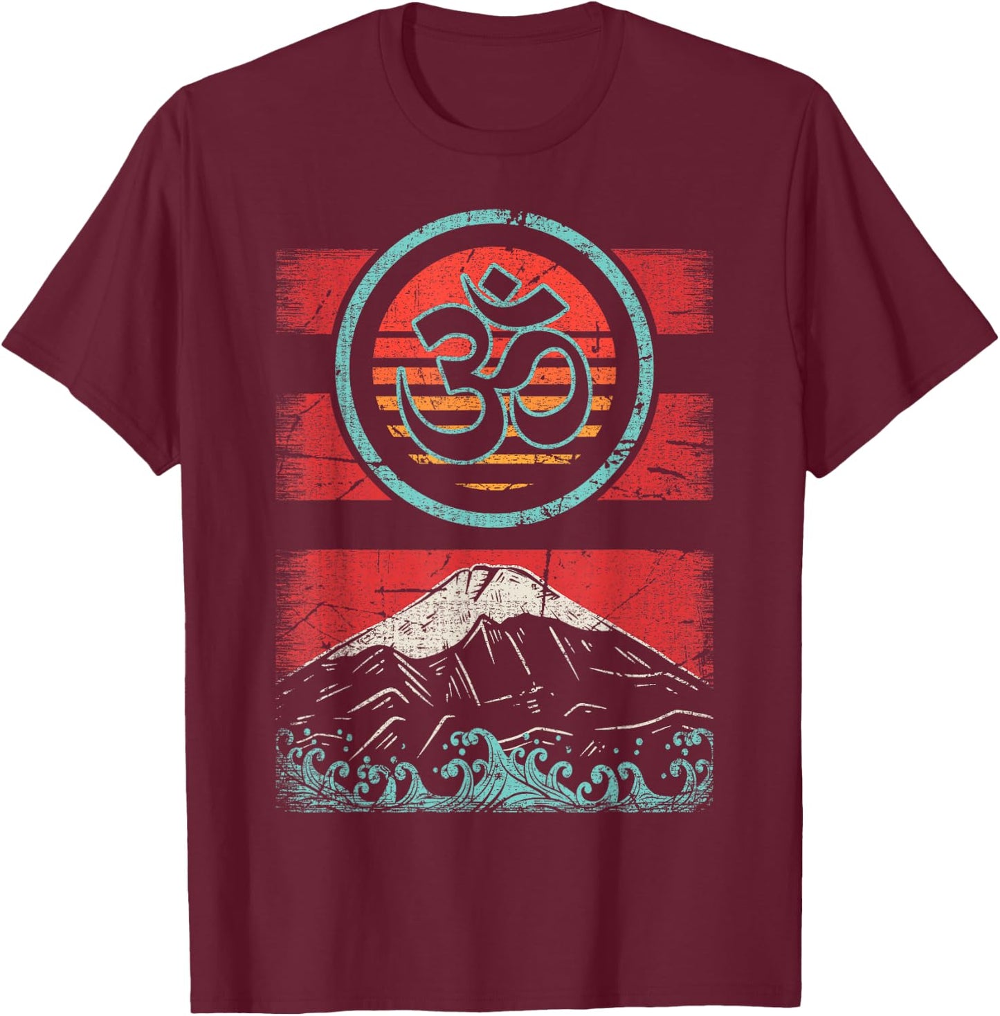 Om Ohm Symbol Retro Vintage 80s Style Meditation Yoga Gift T-Shirt - T-Shirt | Maroon