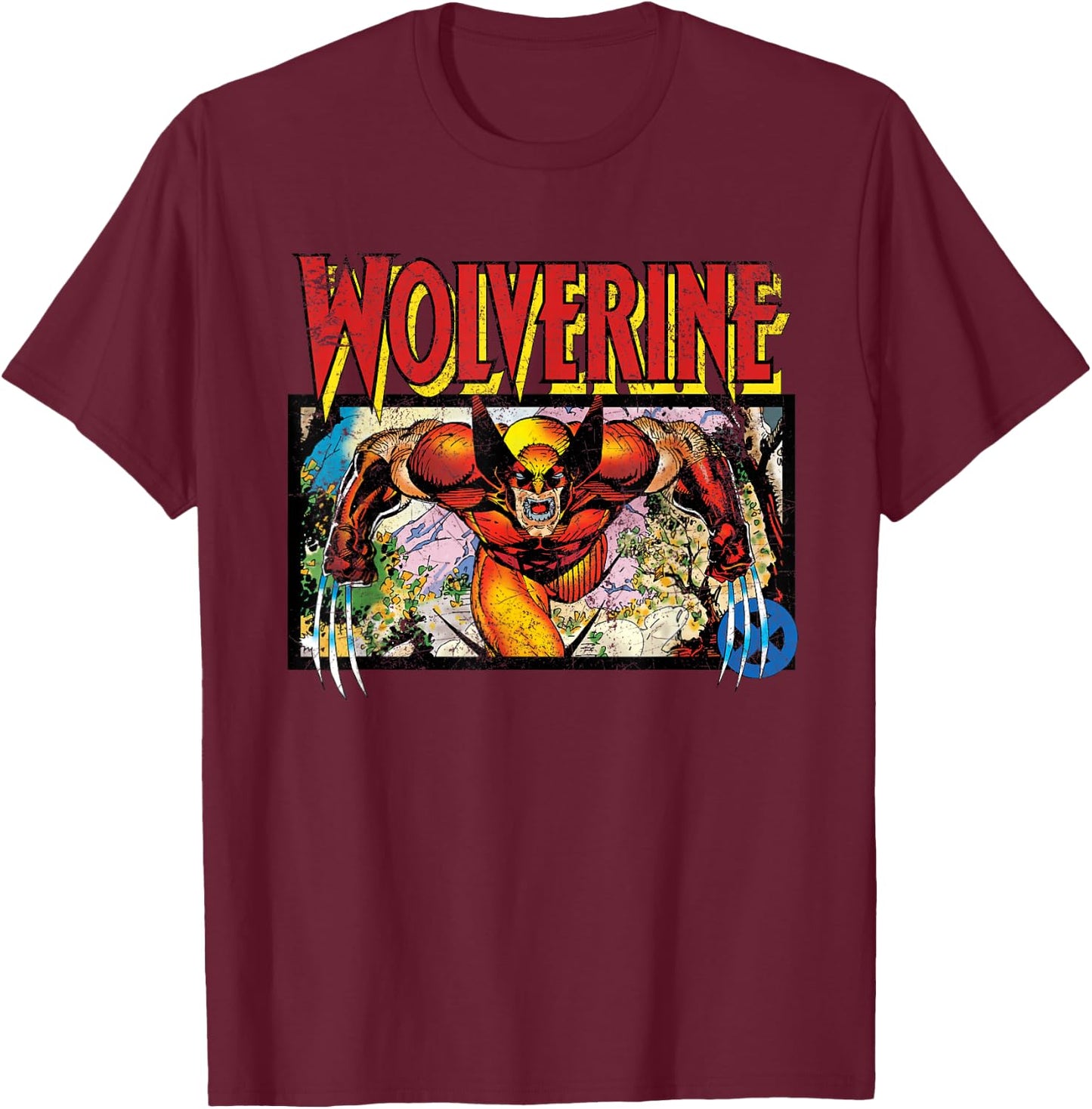 Marvel X-Men Retro Wolverine 90s T-Shirt - T-Shirt | Maroon