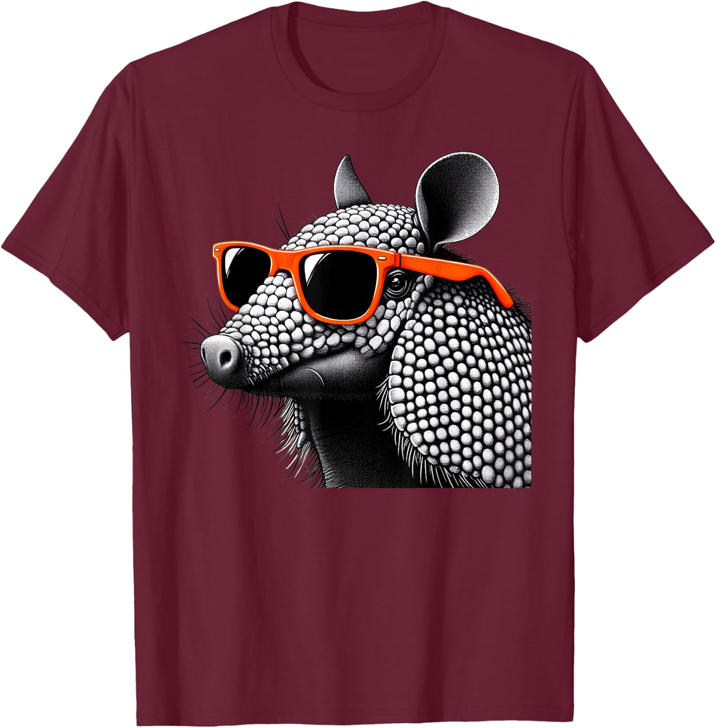 Cool Armadillo Wearing Sunglasses Graphic Art T-Shirt - T-Shirt | Maroon