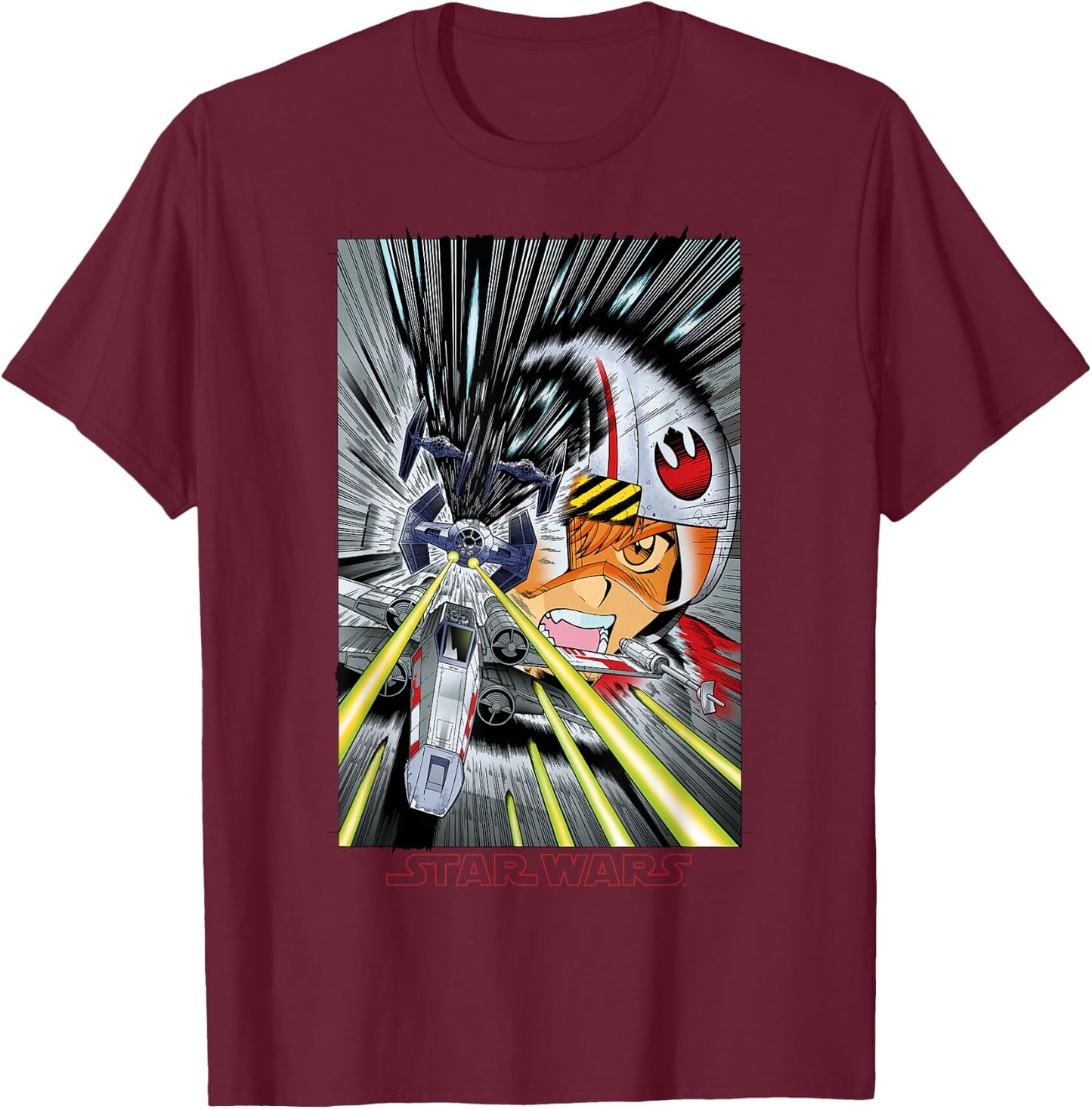 Star Wars Rebel Pilot Anime Poster T-Shirt - T-Shirt | Maroon
