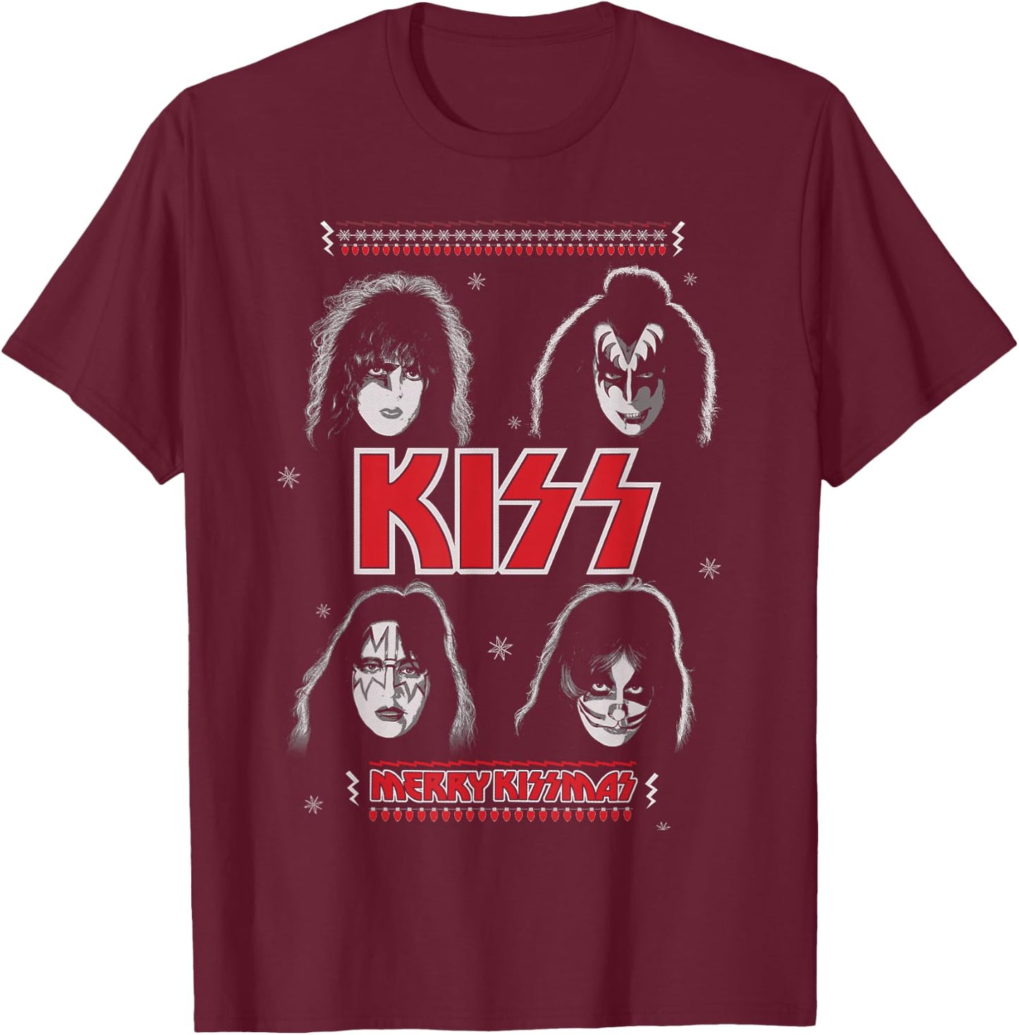 KISS - Merry KISSmas T-Shirt - T-Shirt | Maroon