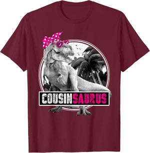 Dinosaur Family Dinosaurier - Women, Dinosaur Fans - Black - - Short Sleeve - Small - Classic Fit - Cotton 60%, Polyester 40% T-Shirt - T-Shirt | Maroon