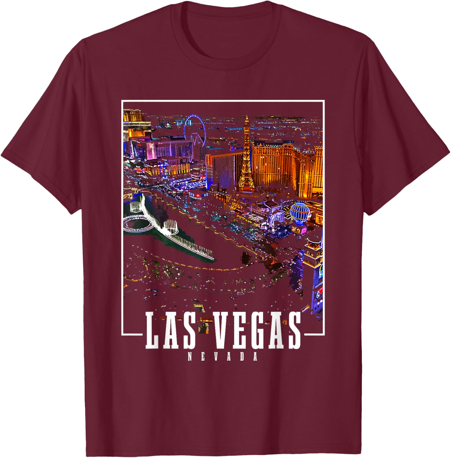 Las Vegas Nevada Skyline USA Souvenir T-Shirt - T-Shirt | Maroon