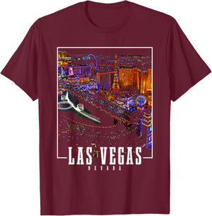 Las Vegas Nevada Skyline USA Souvenir T-Shirt - T-Shirt | Maroon