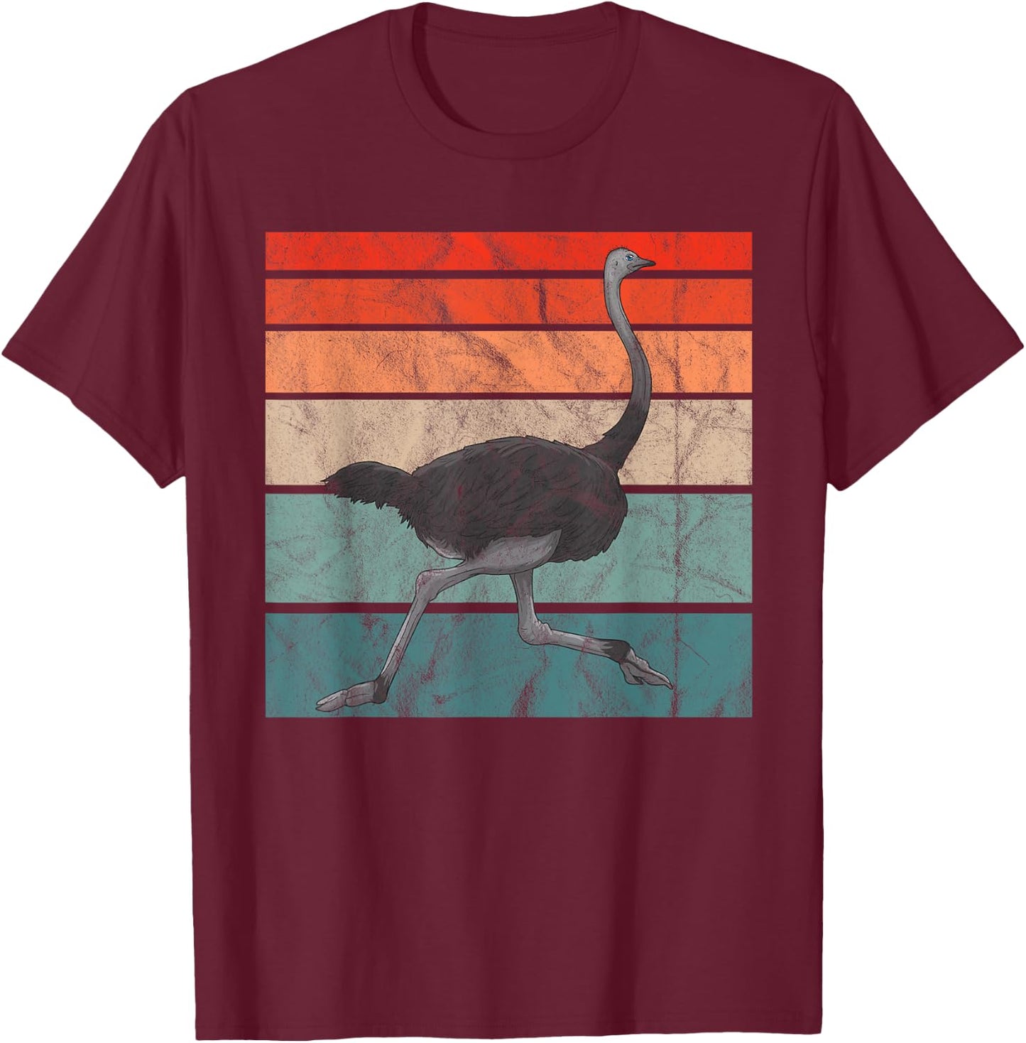 Vintage Ostrich Bird Retro Africa T-Shirt - T-Shirt | Maroon