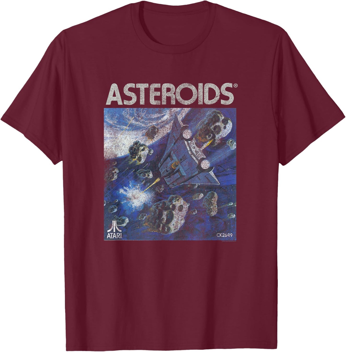 Atari Asteroids Box Art Vintage Retro Video Game T-Shirt - T-Shirt | Maroon