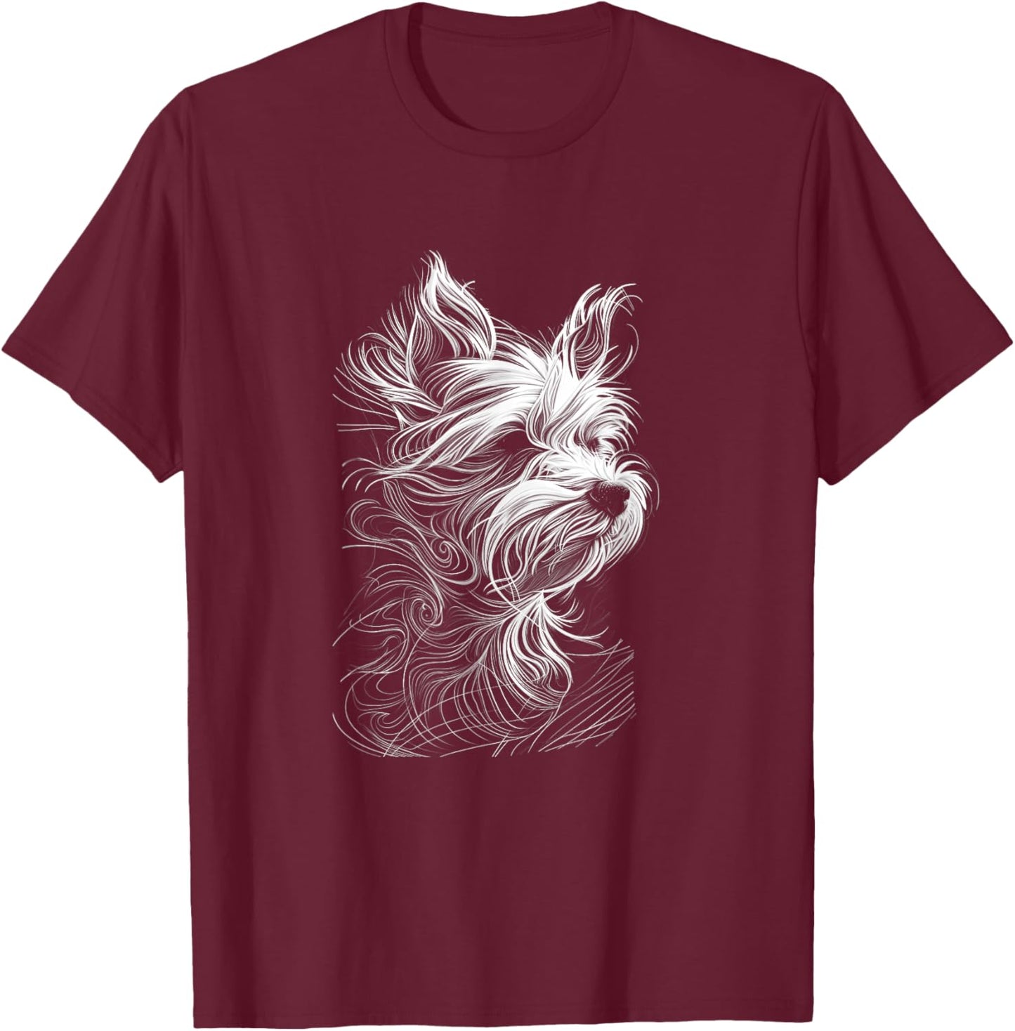 Fun Yorkshire Terrier Dog Lover Simple Sketch Yorkie T-Shirt - T-Shirt | Maroon