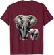 Mother and Calf Elephant | Elefant Lover T-Shirt - T-Shirt | Maroon