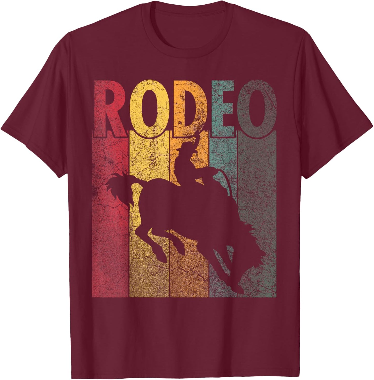 Rodeo Retro Style Cowboy Horse Riding Vintage Men Women T-Shirt - T-Shirt | Maroon