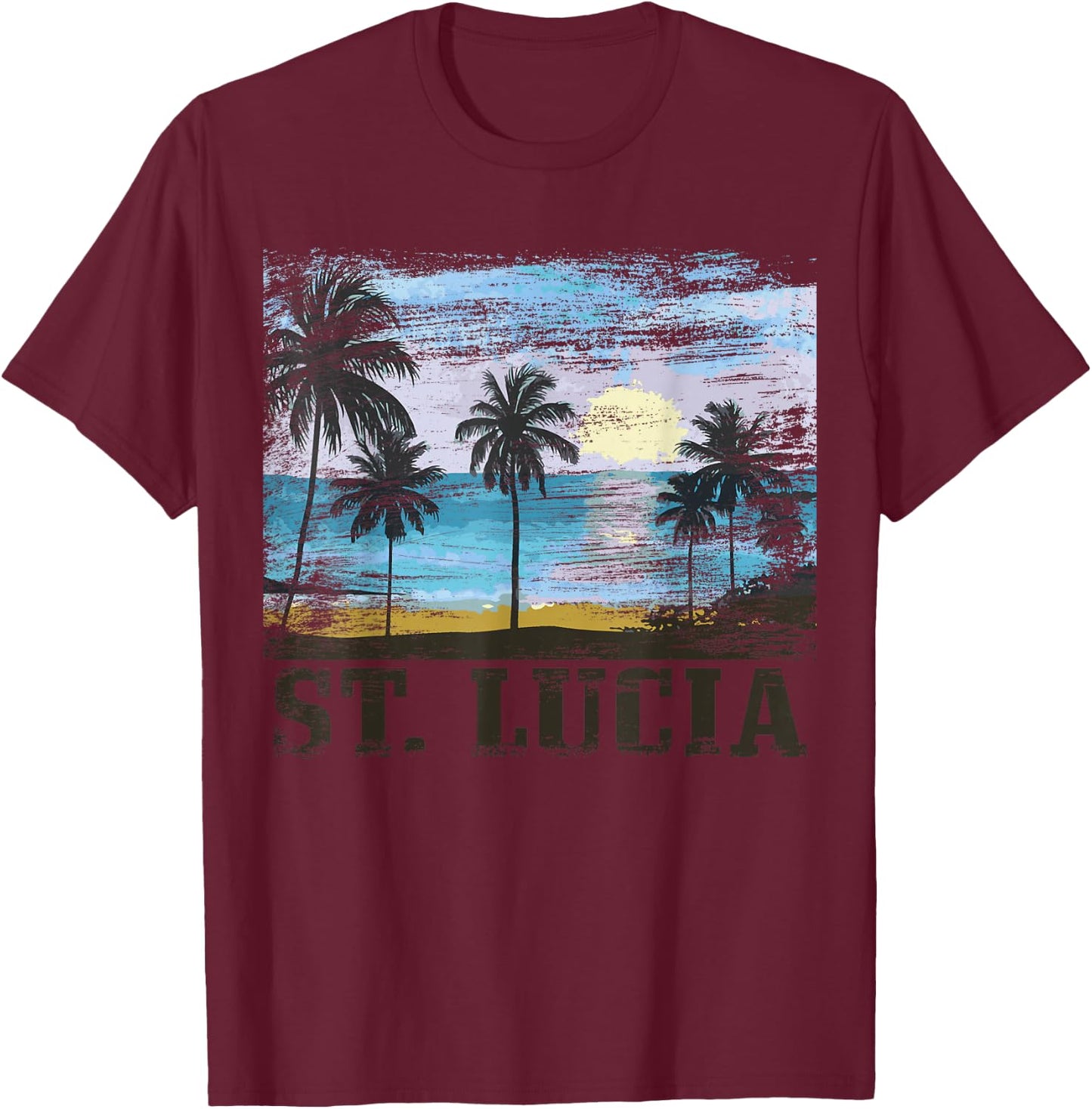 Saint Lucia Vintage Surfer Caribbean Saint Lucia Souvenir T-Shirt - T-Shirt | Maroon