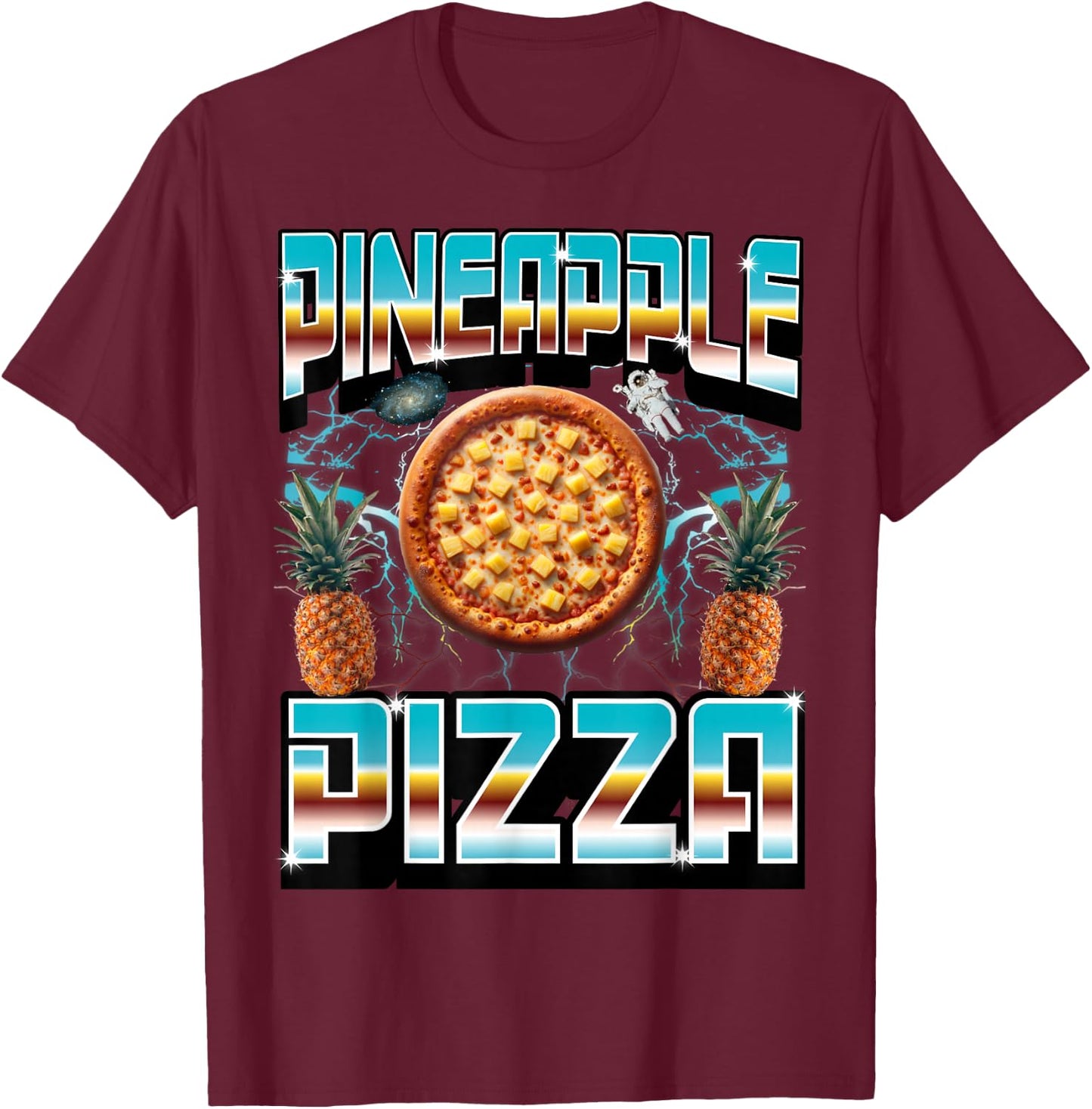 Bootleg Rap Aesthetic Pineapple Pizza Meme Funny 1990s Weird T-Shirt - T-Shirt | Maroon