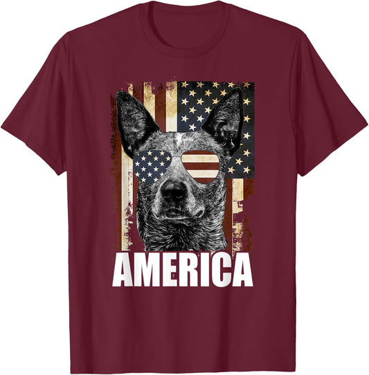 4th Of July Australian Cattle Dog Lover Patriotic Merica Women Men T-Shirt - T-Shirt | Maroon