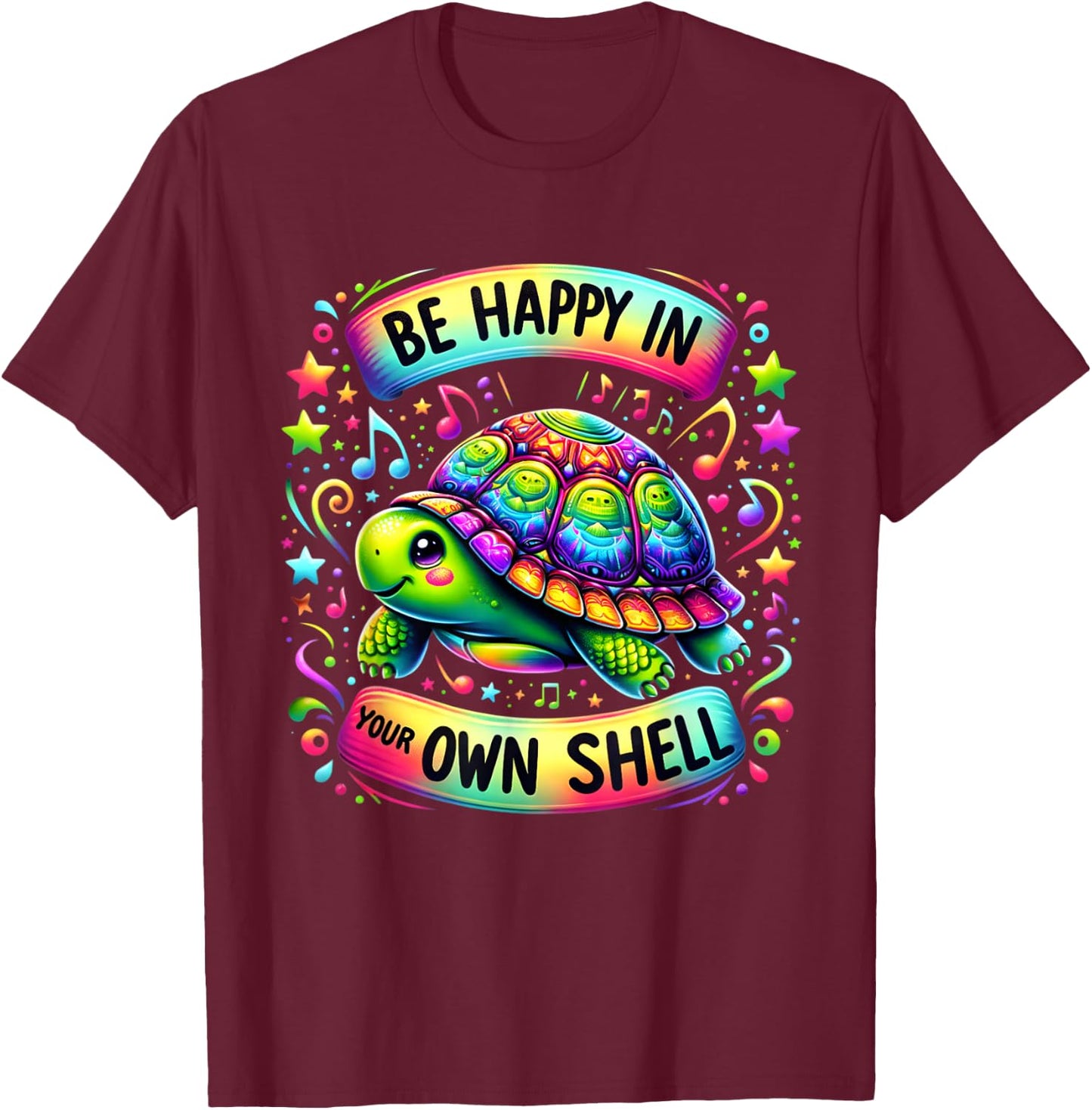 Be Happy In Your Own Shell Autism Awareness funny turtle T-Shirt - T-Shirt | Maroon