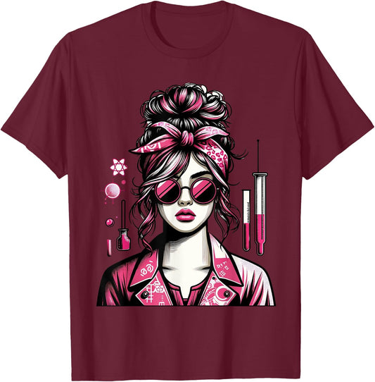 Retro Lab Week 2024 Phlebotomy Pink Women Girl Lab Week 2024 T-Shirt - T-Shirt | Maroon