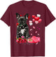 Funny French Bulldog Rose Heart Happy Valentine Day Dog Mom T-Shirt - T-Shirt | Maroon