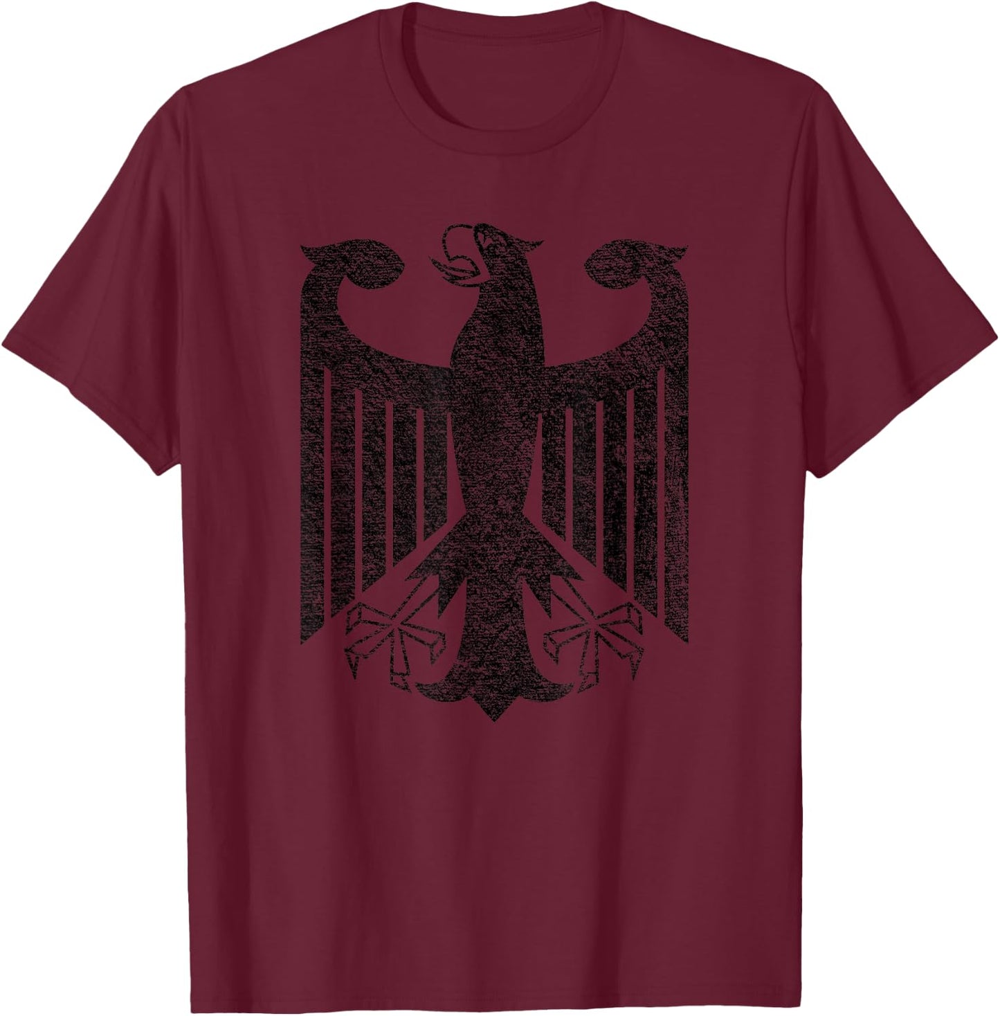 German Coat of Arms Germany Eagle Black T-Shirt - T-Shirt | Maroon