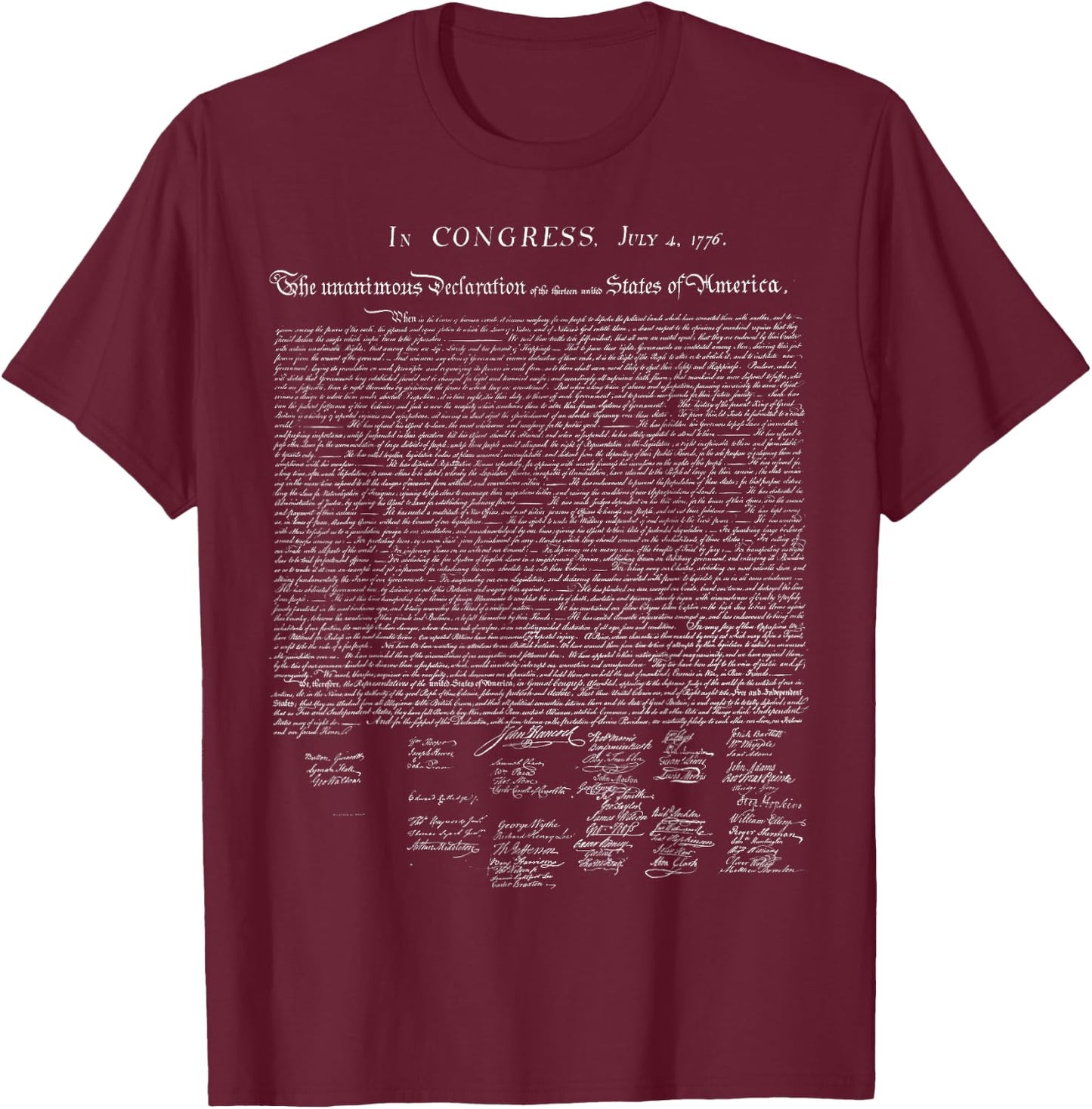 USA Declaration of Independence American T-Shirt - T-Shirt | Maroon