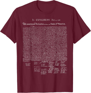 USA Declaration of Independence American T-Shirt - T-Shirt | Maroon