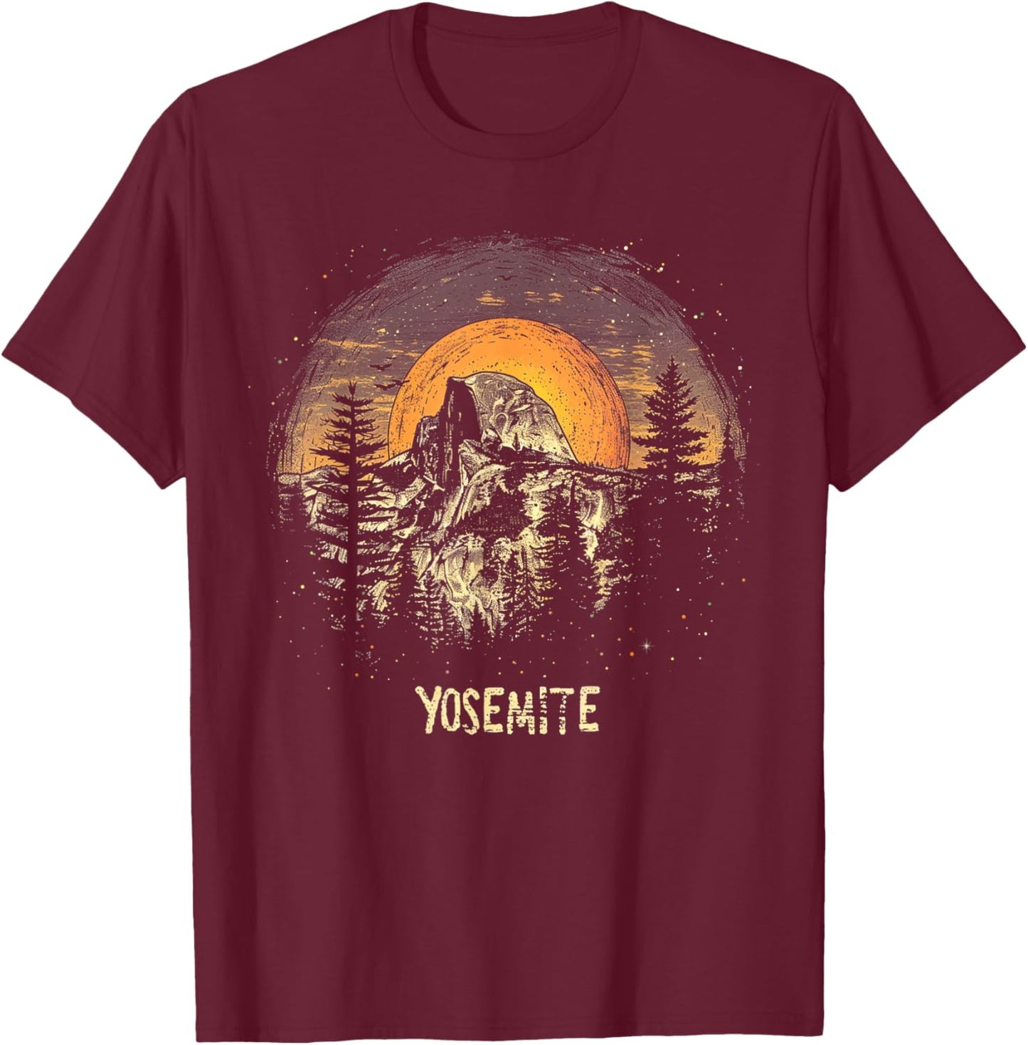 Yosemite - US National Park Vintage Men Women Kids Retro T-Shirt - T-Shirt | Maroon